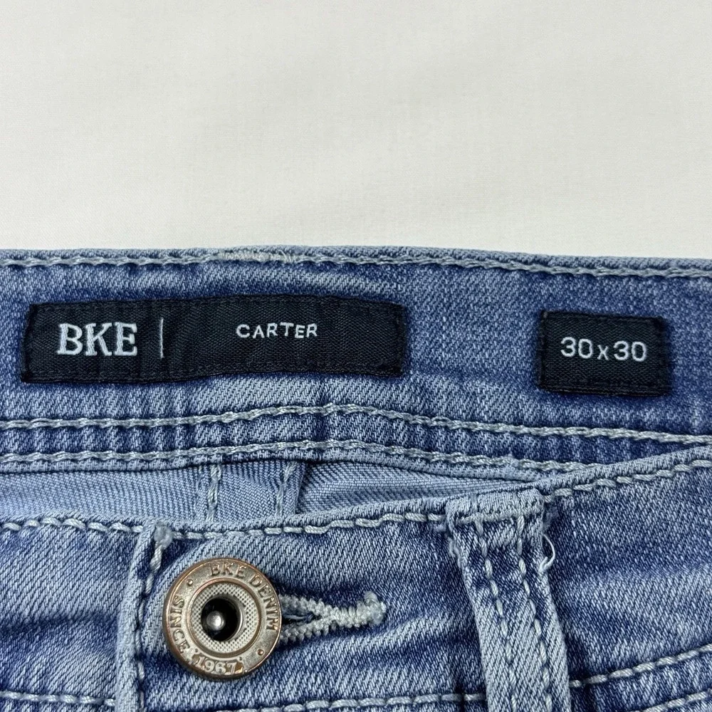 BKE Carter Boot Jeans Mens 30x30 Light Wash‎ Stretch Denim Bootcut Distressed